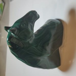Handcarved malachite gemstone horse bust 3x3.5"
